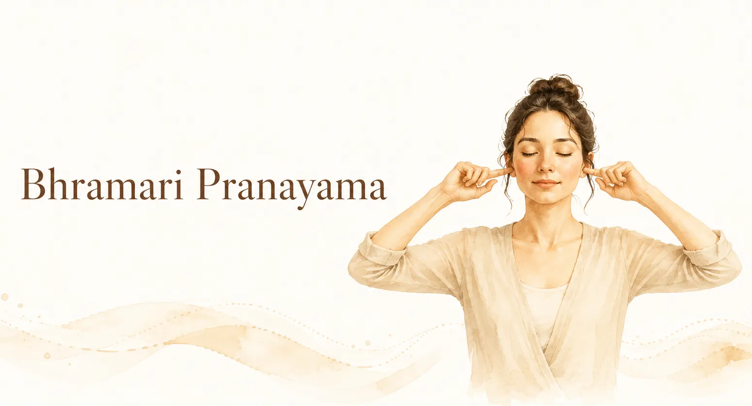 Illustration of a woman preparing to practise Bhramari Pranayama